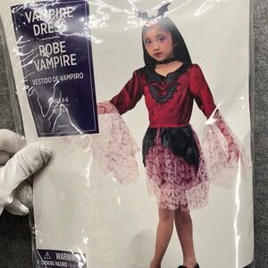 NWT Modern Hero Vampire Dress Girls Costume Size 4T 5T 6 Red Halloween Goth